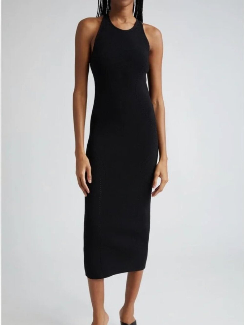 ALC Marc Dress | Black Ribbed Halter Midi Dress